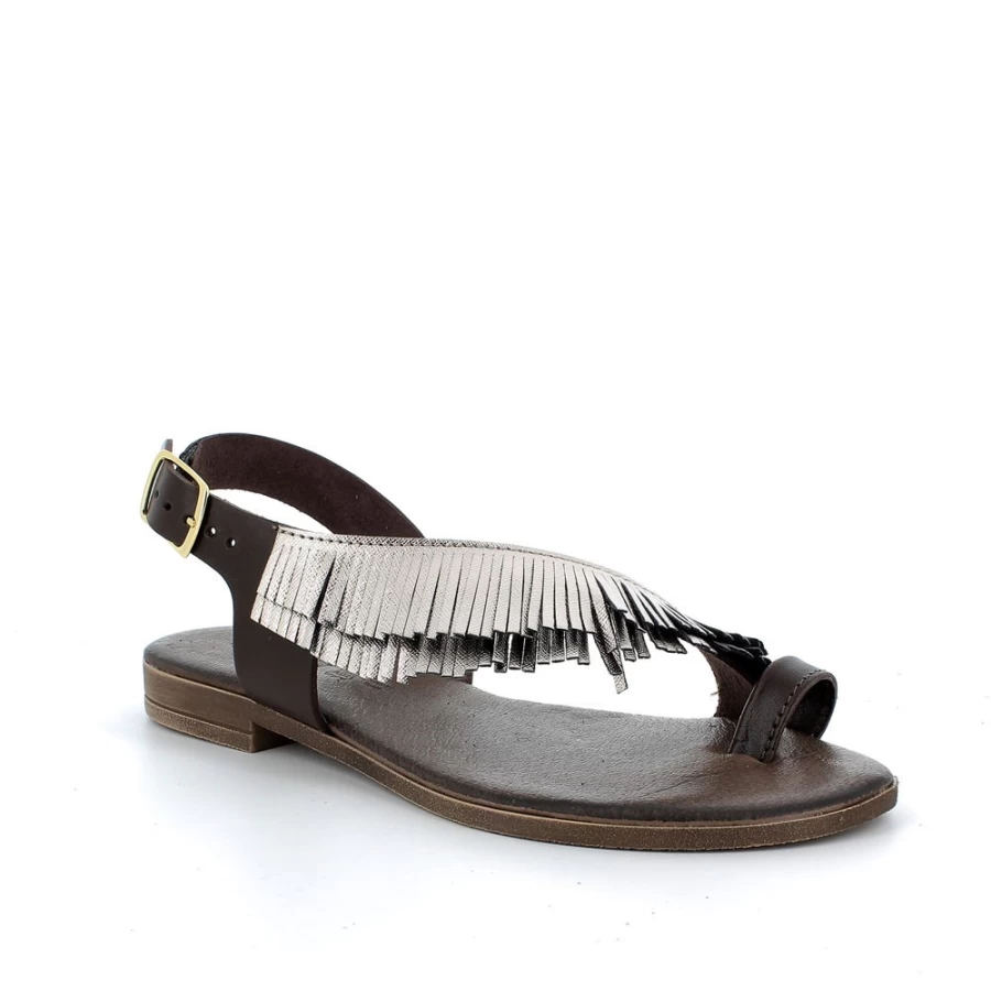 "Igi&Co Women's Dark Brown Leather Sandals – Stylish & Comfortable Footwear"