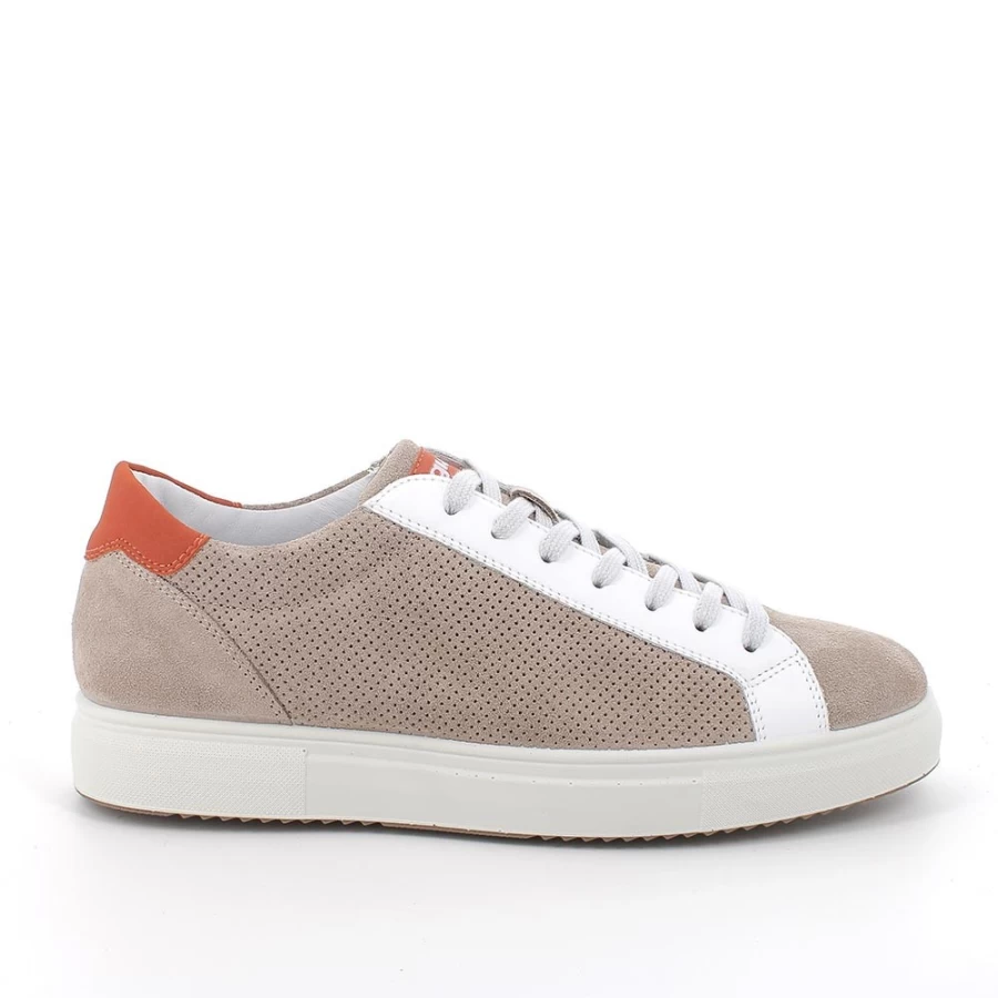 "Igi&Co Men's Dark Beige Leather Sneakers"